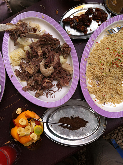 Camel meat dish at the Diiriye 2 restaurant in Hargeysa, Somaliland (Photo: Raphael Schwere, 2016)