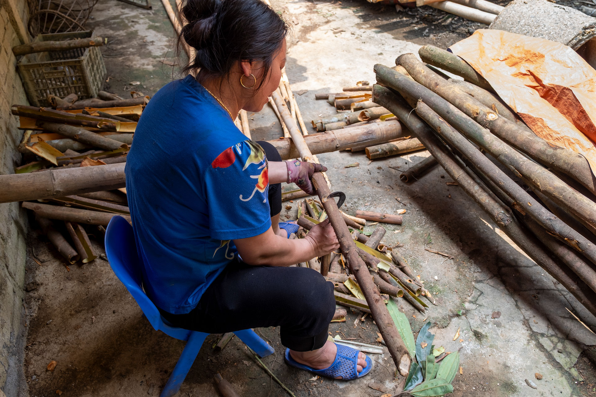 Woman with cinnamon tools