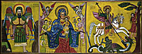 Täklä Haymanot, die Jungfrau Maria mit dem Kind und der heilige Georg